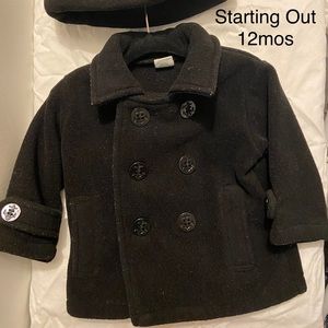 Baby boys winter pea coat with hat